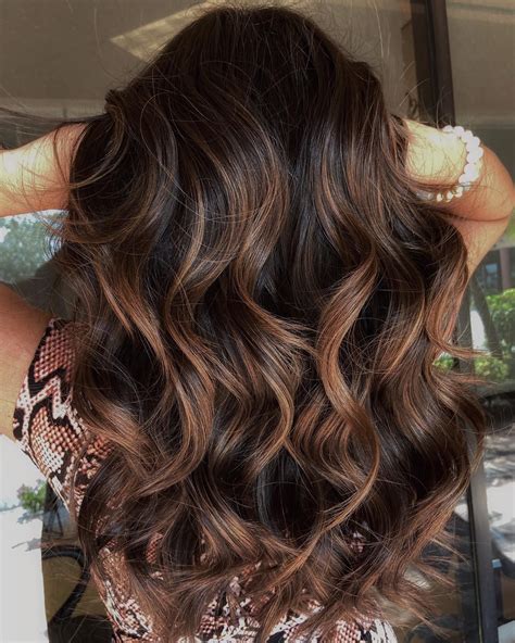 pictures of dark brown hair with highlights|brown hair with dimensional highlights.